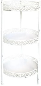 Krémový antik dekoračný kovový etažér Lace - Ø 35*86 cm