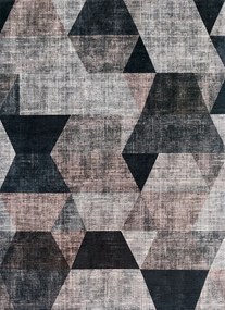 Koberec Porte 2032 GREY – sivý, hnedý a čierny obdĺžnik Rozmer: 80x150 cm