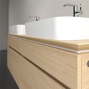 VILLEROY &amp; BOCH Legato závesná skrinka pod dve umývadlá na dosku, 4 zásuvky, s LED osvetlením, 1600 x 500 x 550 mm, Nordic Oak, B768L0VJ