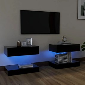 TV skrinky s LED svetlami 2 ks čierne 60x35 cm