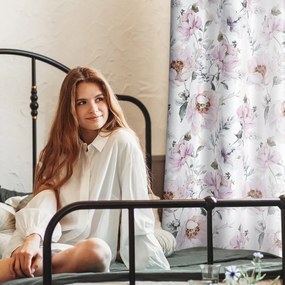 ZÁVES NA KRÚŽKOCH ROSELIN 140X250 CM KVETY