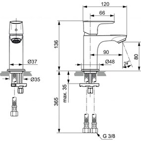 Ideal Standard Connect Air - Umývadlová batéria stojánková Slim Piccolo bez odtokovej garnitúry, kartáčovaná zlatá A7018A2