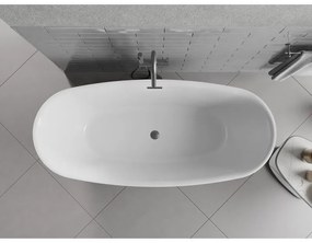 Mexen Luvo Slim, voľne stojaca vaňa 170 × 75 cm, biela lesklá, grafitový prepad, 52801707500-66