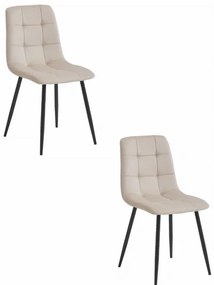 Set dvoch jedálenských stoličiek KARA béžové / čierne nohy (2ks)