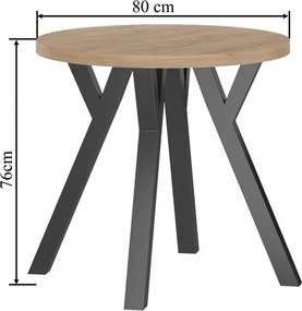 Vintino Jedálenský stôl ARDEN 80 cm – dub zlatý craft / čierna oceľ
