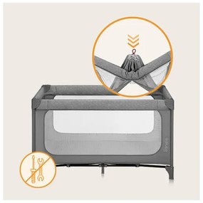 Lionelo - cestovná postieľka JASMIN EASY FOLD sivý kameň