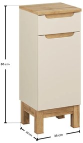 Koupelnová skříňka Bali s deskou 35 cm kašmírová/dub wotan