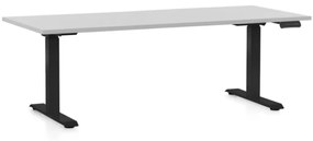 Výškovo nastaviteľný stôl OfficeTech C, 180 x 80 cm, čierna podnož, svetlo sivá