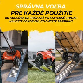 Nájazdové rampy na auto DRIVE, sklápateľné, sada 2ks, max 400 kg, 160cm, strieborná Jurhan