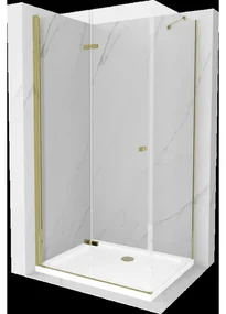 Mexen Lima sprchová kabína, skladacie dvere 100 x 70 cm, transparentnéné, zlatá + závesný bidet Flat - 856-100-070-50-00-4010