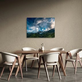 Sklenený obraz hôr (70x50 cm)