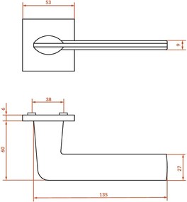 Kuchinox Maroko, kľučka na dvere, čierna matná, LAV-KM2_900A