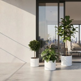 PLASTOVÝ KVETINÁČ LUNA CYLINDER 43,5X38 CM BIELA