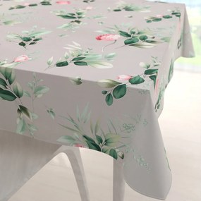 Biante Bavlnený štvorcový obrus Sandra SA-452 Ružové kvety na sivom 130x130 cm