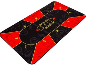 Pokerová podložka 160x80 cm, červeno-čierna, protišmyková