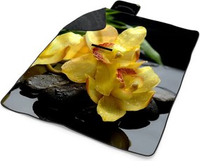 Sablio Plážová deka Žltá Orchidey: 200x140 cm