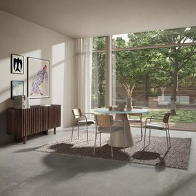 Okrúhly jedálenský stôl so sklenenou doskou ø 120 cm Vida – MOME