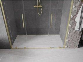 Mexen Velar L Duo, posuvné sprchové dvere do otvoru 170 cm, 8mm číre sklo, zlatá matná, 871-170-003-02-55