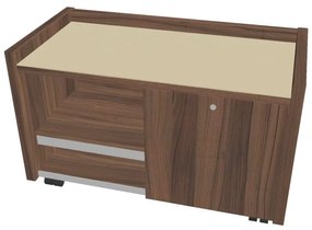 Mobilný kontajner Verno 100 x 50 cm so sklom, pravý, orech / vanilka