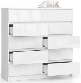Komoda K120 10SZ CLP biela, lesk