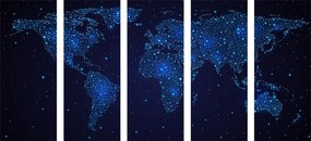 5-dielny obraz mapa sveta na nočnej oblohe