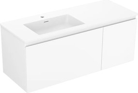 Mexen Orio, kúpeľňová skrinka 120 cm s ľavým umývadlom Otis, 1S, 1D, biela matná, 91A13-12047-3-BBFF01-W18L01