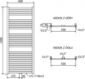 Mexen Hades, vykurovacie teleso 1500x600 mm, 641 W, zlatá lesklá, W104-1500-600-00-50