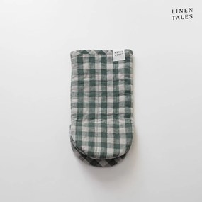 Ľanová kuchynská rukavica Forest Green Gingham – Linen Tales