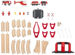 lupilu®  Drevená železničná súprava L (hasiči)  (100394949)