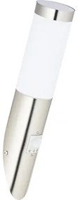 LED vonkajšie nástenné svietidlo Brilliant Chorus IP44 E27 20W nerezová oceľ so senzorom pohybu