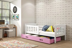 Interbeds Jednolôžková posteľ Kubus2 biela 190x80 s matracom a šuplíkom - ružová