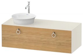 DURAVIT White Tulip závesná skrinka pod umývadlo na dosku vľavo, 1 zásuvka, 1300 x 550 x 408 mm, dub prírodný masív/nordická biela vysoký lesk, WT4982LH5H4