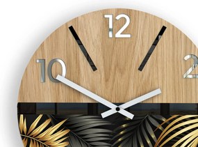 Dřevěné nástěnné hodiny Golden 33 cm dub přírodní/zlaté