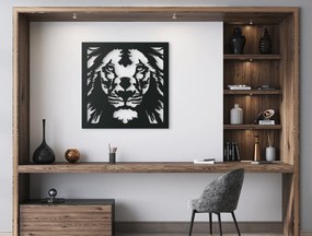 drevko Drevený obraz na stenu Lev kráľ zvierat Rozmer obrazu: 32,5 x 32,5 cm, Farba dekorácie: Čierna