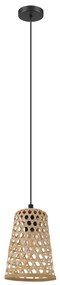 EGLO Závesný luster na lanku CLAVERDON, čierny, drevo, 18cm