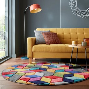 Flair Rugs, Kusový koberec Spectrum Dynamic Multi kruh, 160x160 (priemer) kruh, viacfarebná, obývacia izba