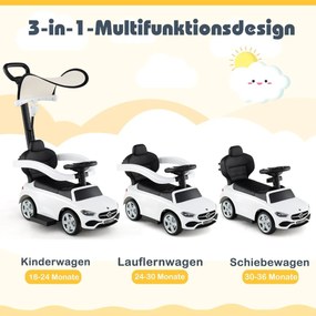 Mercedes-Benz Ride-On Car 3-v-1 Ride-On auto s prítlačnou rukoväťou pre deti od 1 roka ružové Barva: Čierna