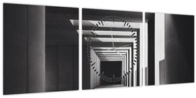 Obraz - Štvorcový tunel (s hodinami) (90x30 cm)