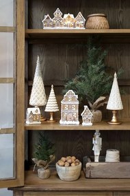 Krémovo-zlatý antik dekoračný vianočný stromček Noël -Ø 10*7*23 cm