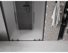 Mexen Velar L Duo, posuvné sprchové dvere do otvoru 150 cm, 8mm sklo námraza, čierna matná, 871-150-003-32-70