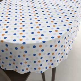 Biante Bavlnený oválny obrus Sandra SA-120 Modré a hnedé bodky na bielom 120x200 cm