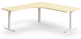 Kancelársky stôl QBUS, rohový, 2000x2000 mm, T-rám, biely rám, breza