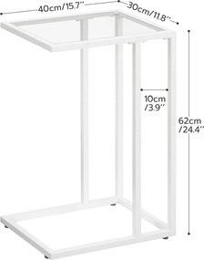 Odkladací stolík Vasagle Rivet 30 cm číry/biely