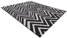 styldomova Šnúrkový koberec sizal floorlux 20308 cik-cak čierny/strieborný/béžový