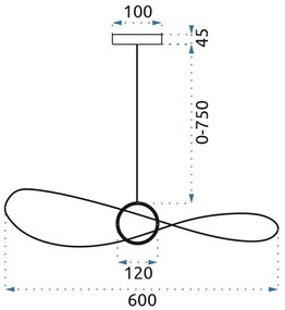 Stropné svietidlo LED Aza 60 cm čierne