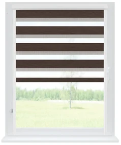 Dekodum Roleta deň a noc v bielej kazete premium, farba látky Wenge Šířka (cm): 85, Dĺžka (cm): 150, Strana mechanizmu: Práva
