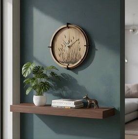 Drevené nástenné hodiny – motív lúčnych tráv | Tichý chod | SENTOP HDF0587-DUB-HALIFAX