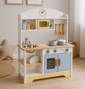 Detská kuchynka ECOTOYS s rúrou, práčkou a 12 doplnkami