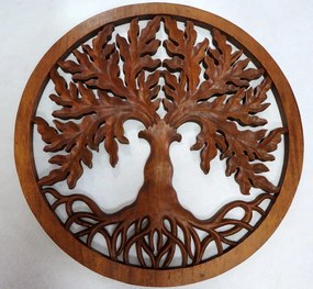 Dekorácia na stenu 3D Mandala Strom života V., exotické drevo, ručná práca