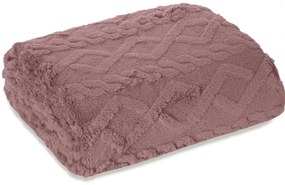Deka Vrkoč Ružová 200x220 cm – veľká pletená deka s elegantným vrkočovým vzorom